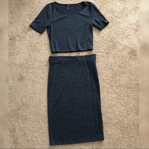 2 piece crop top and skirt set